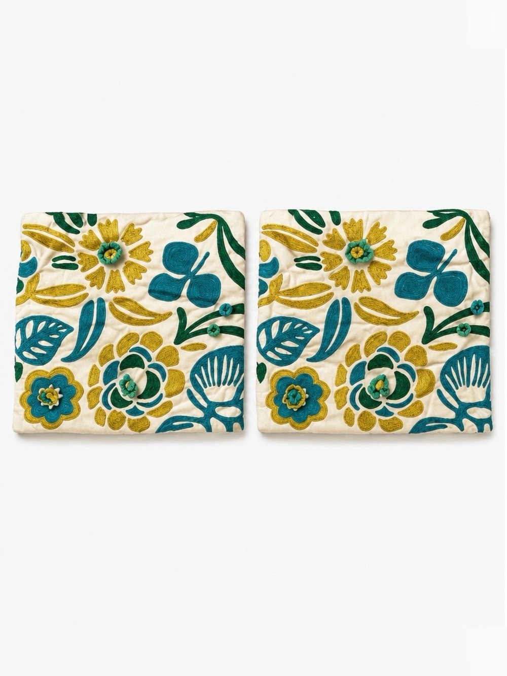 Floral Embroidered Pillow Cover x 2